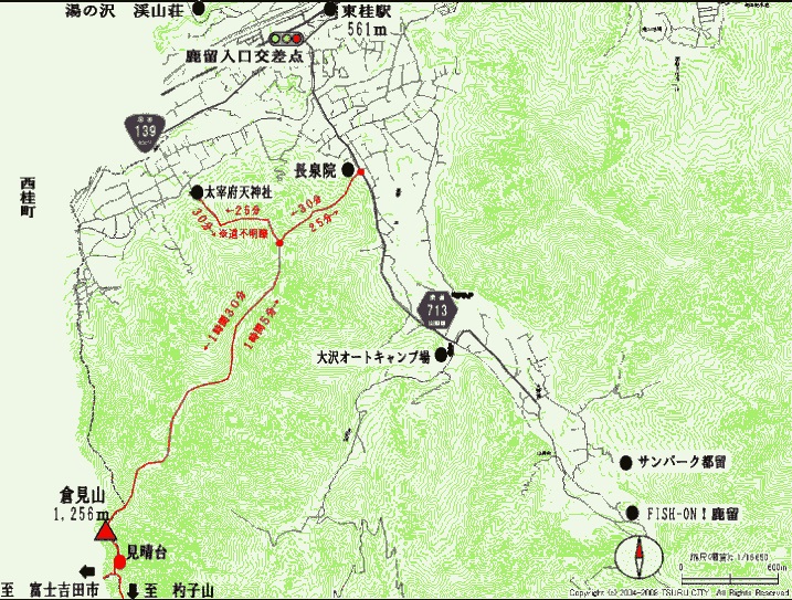 登山マップ(都留市側登山道)のイラスト