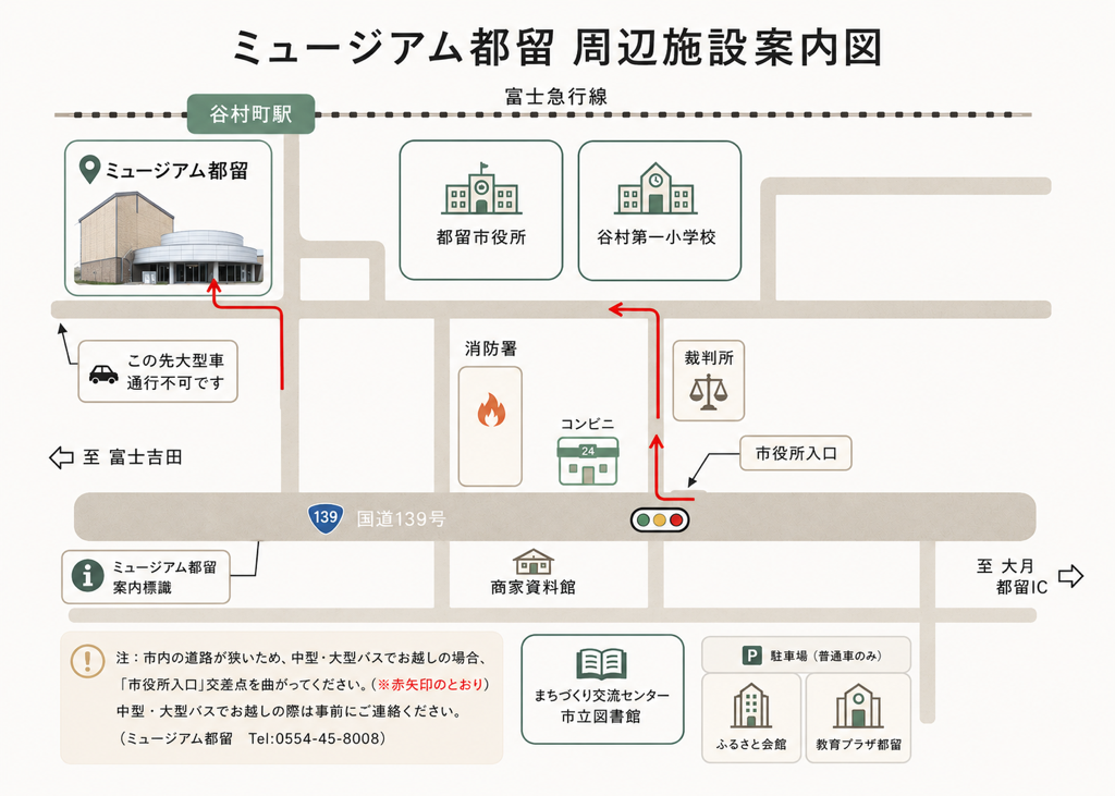 ミュージアム都留 周辺施設案内図