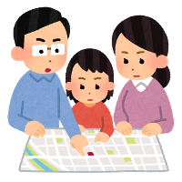 避難経路を確認するイラスト