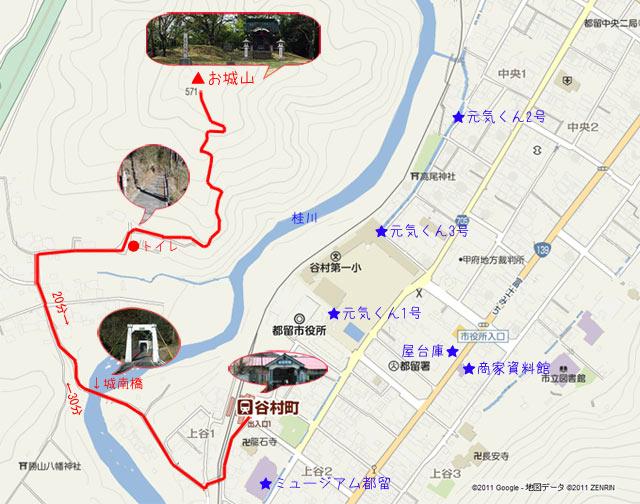 (イラスト)谷村町駅よりお城山への地図