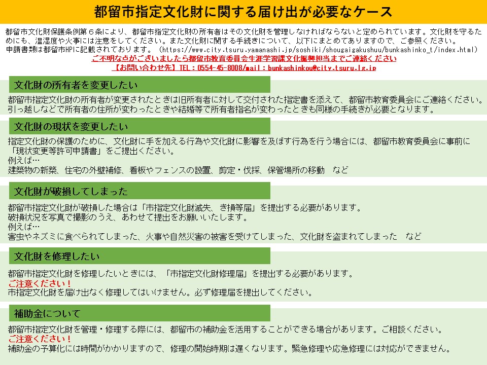 文化財に関する届け出が必要なケース