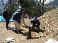 勝山城跡石材調査の様子の写真