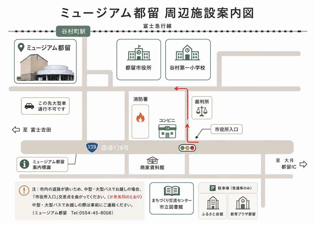 ミュージアム都留 周辺施設案内図
